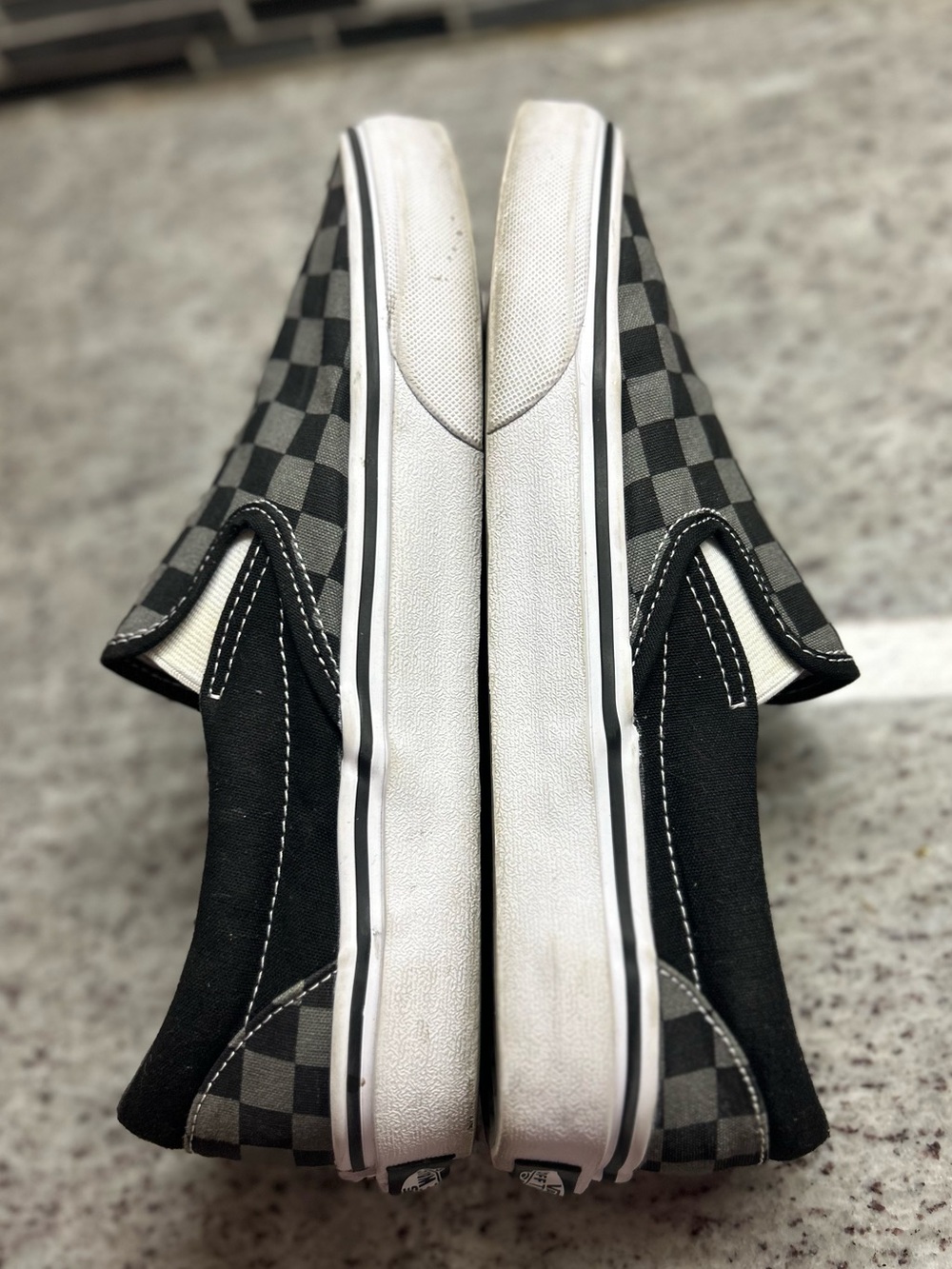 Vans Men's Black & Gray Checkered Slip-On Canvas Shoes size 8, women’s 9.5 - Picture 5 of 7